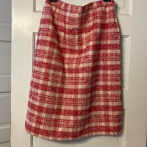 Vintage Pendleton red and white plaid wool skirt